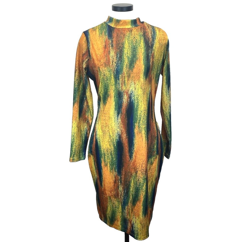 Rebdolls 'Lucky to Have You' Women's Dress Sz 1X/XL Bodycon Midi Step-In Zip NEW